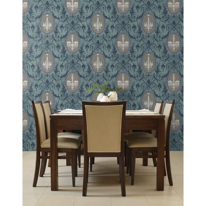 Seabrook Designs Melina Chandelier Cameo Unpasted Wallpaper