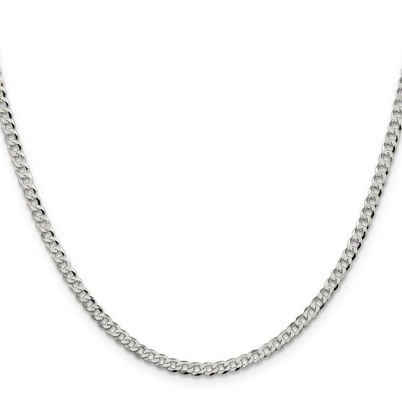 Curata 925 Sterling Silver 3.2mm Beveled Curb Chain Necklace Options: 16 18 20 22 24