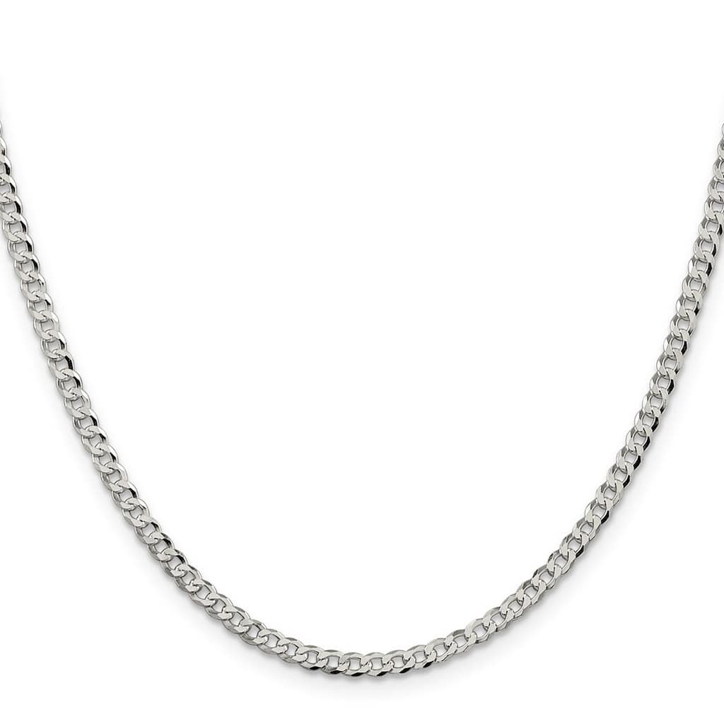 Curata 925 Sterling Silver 3.2mm Beveled Curb Chain Necklace Options: 16 18 20 22 24