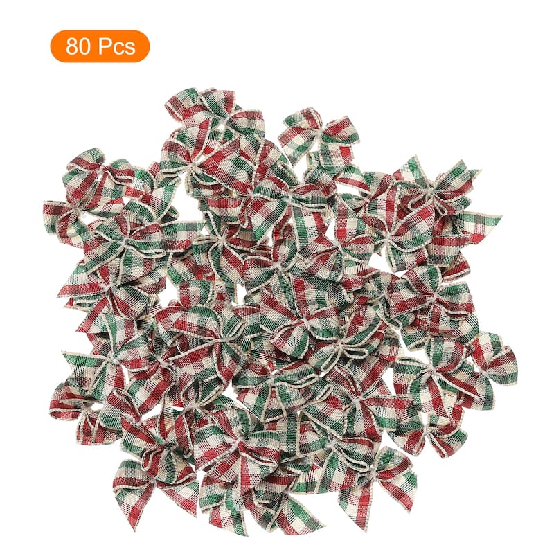 80Pcs Mini Gingham Ribbon Bow 1" Checkered Ribbon Bows