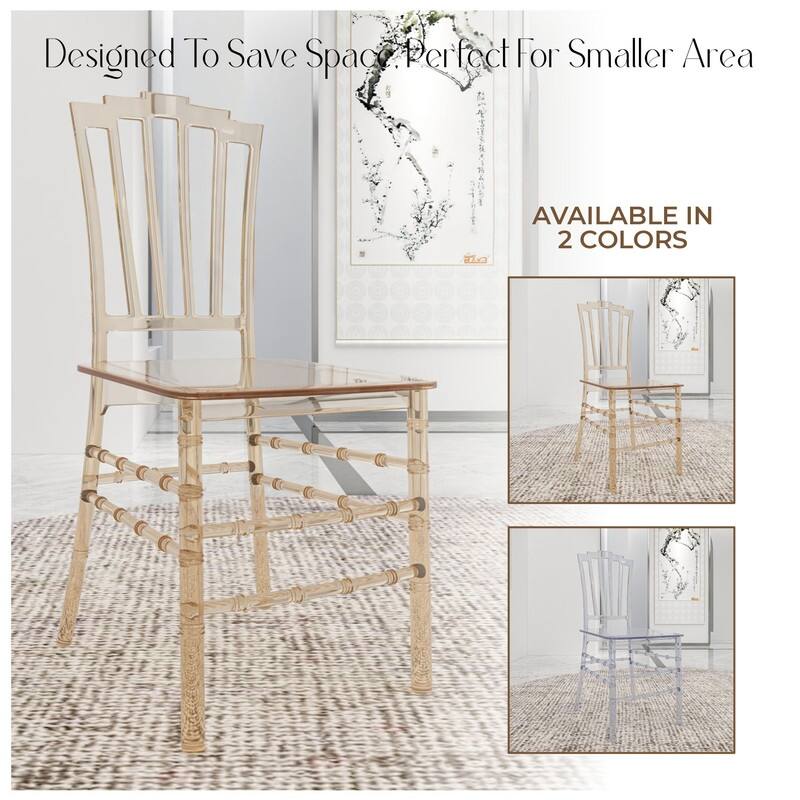 Synth Modern Acrylic Accent Dining Chair with Open Windsor Spindle Back for Dining rooms, Kitchens, Patios, and Balconies