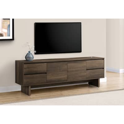 Tv Stand, 72 Inch, Console, Media Entertainment Center, Storage Drawers, Storage Cabinet, Brown Laminate, Transitional