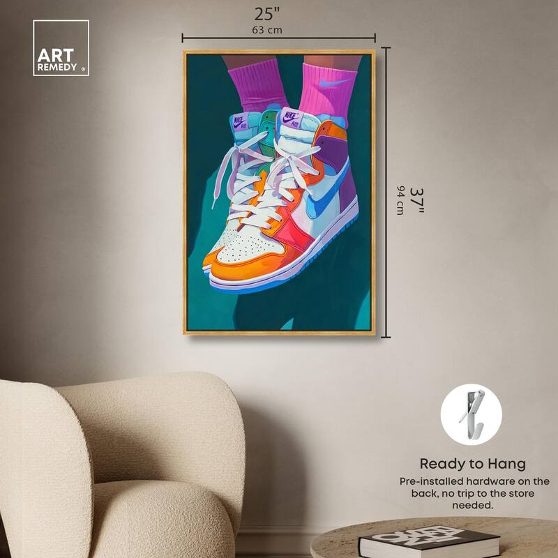 Colorful Sneaker Jump Canvas by Art Remedy