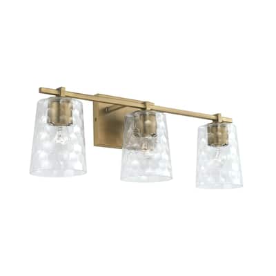 3-light 24-inch Bath/ Vanity Fixture w/ Clear Honeycomb Glass