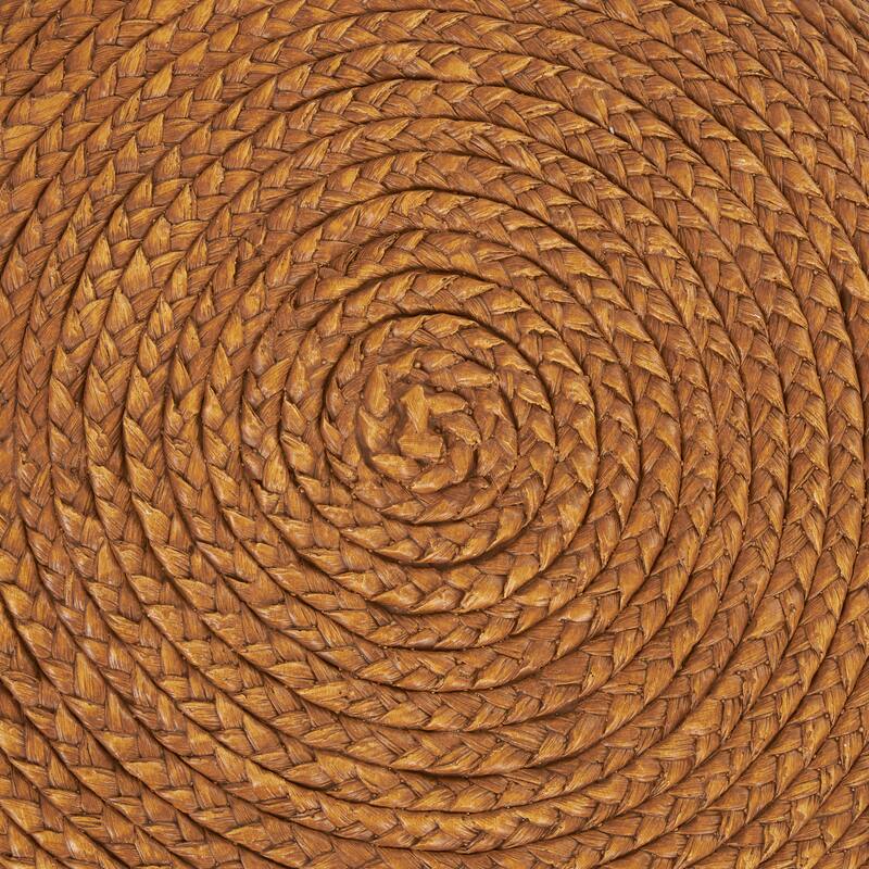 Brown Magnesium Oxide Two-Toned Garden Stool with Black Base and Woven Inspired Design