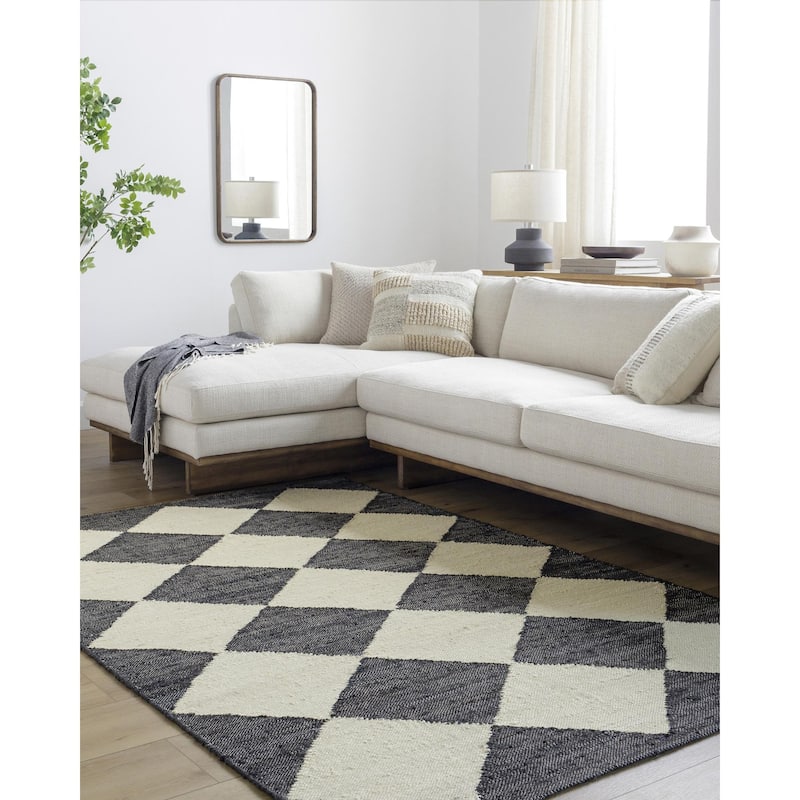 Wilfredo Transitional Checkered Jute Area Rug