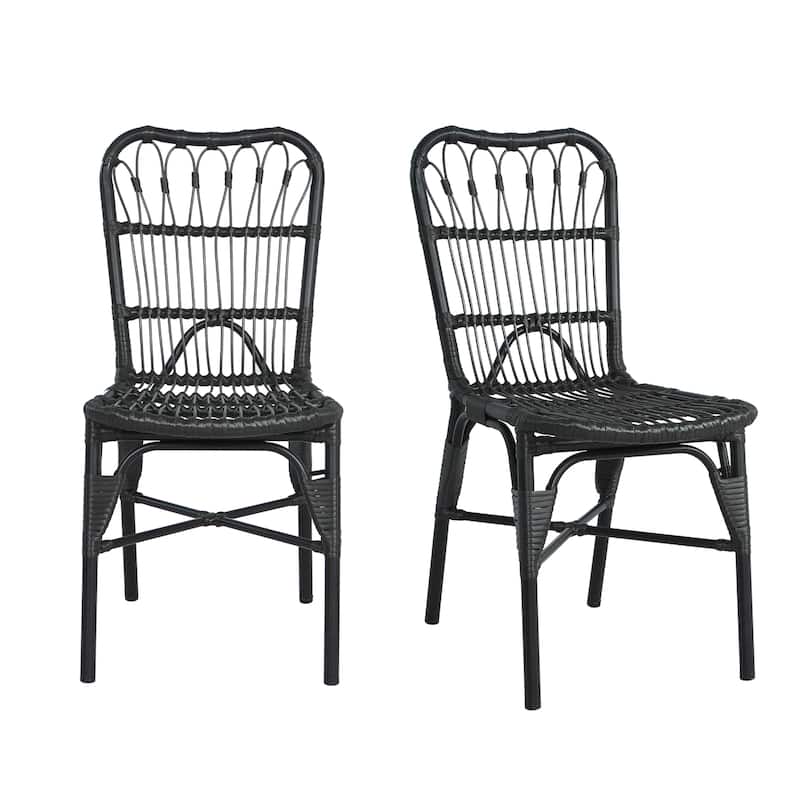 Outdoor PE Wicker Patio Dining Chairs Set of 2,Outdoor Rattan chairs for Backyard, Poolside, Garden