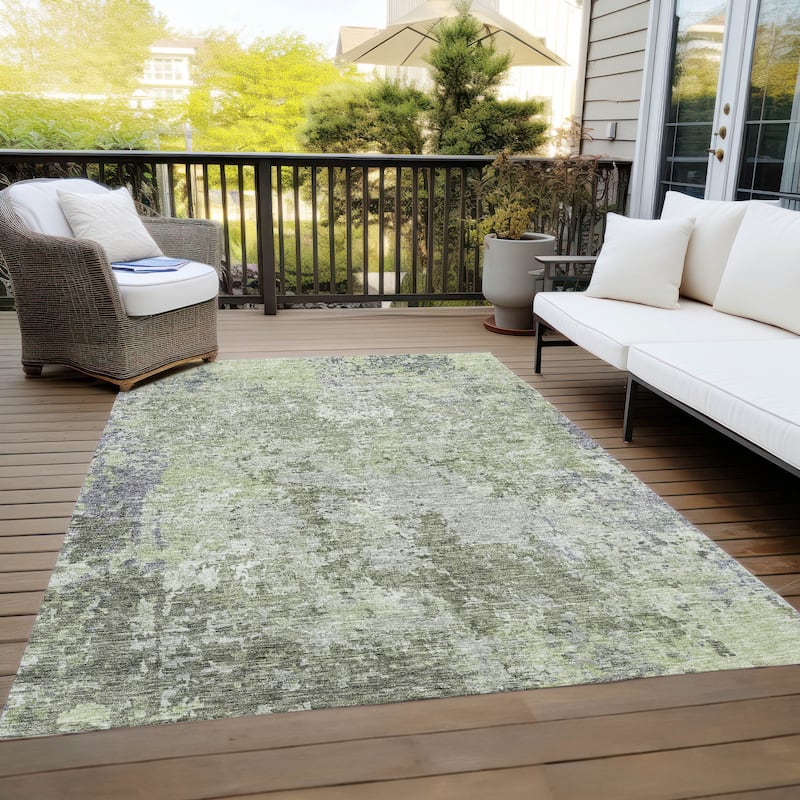 Machine Washable Indoor/ Outdoor Abstract Contemporary Chantille Rug