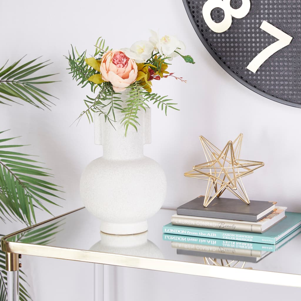 CosmoLiving by Cosmopolitan White Ceramic Handmade Decorative Vase