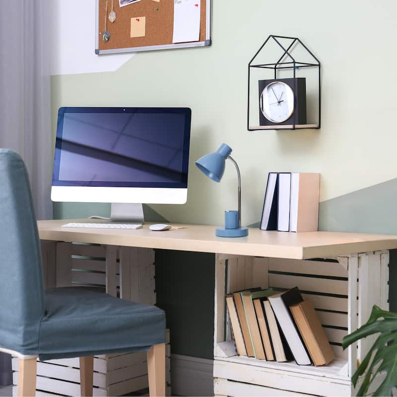 Gooseneck Desk Lamp with Adjustment Shade - 16.25" - Blue