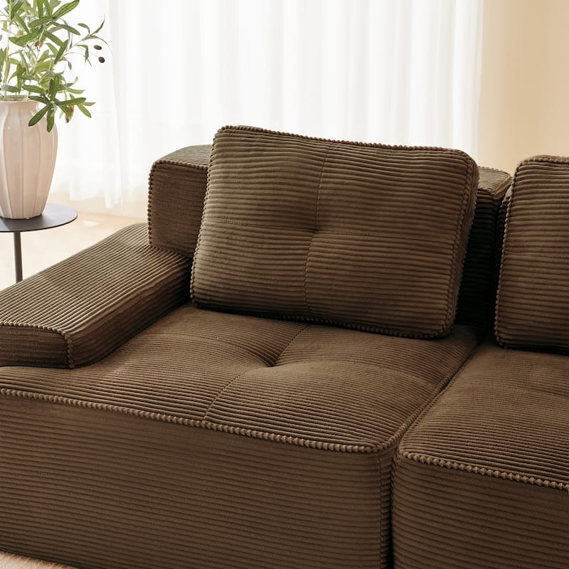 Modern U-Shaped Corduroy Sectional Sofa Couch with Removable Ottoman