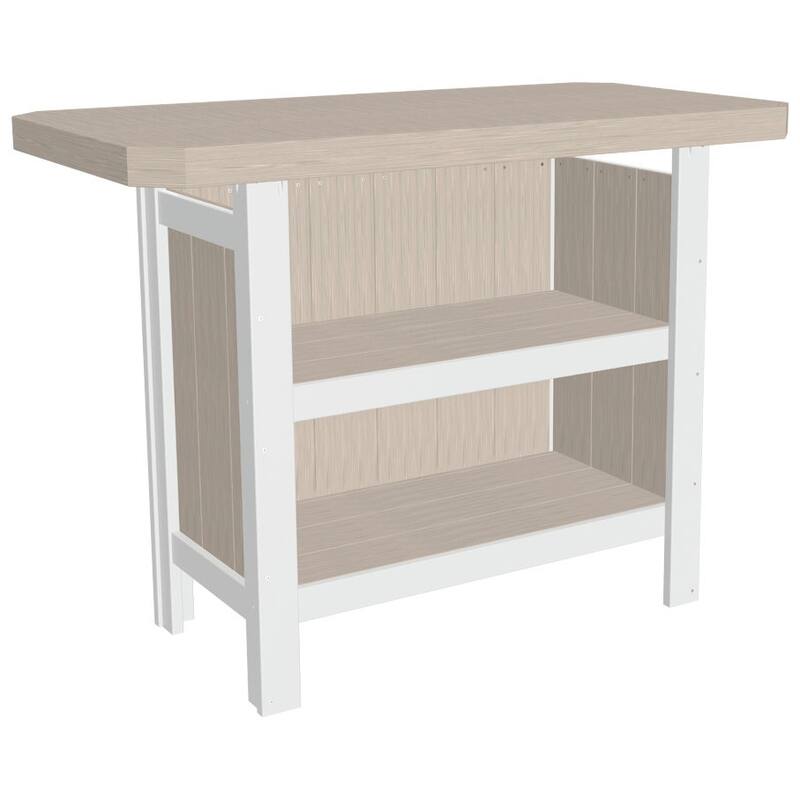 Poly Lumber Serving Bar - Birch Woodgrain & White
