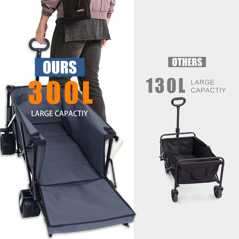 Foldable Wagon with Extended Tailgate and Wheels - N/A