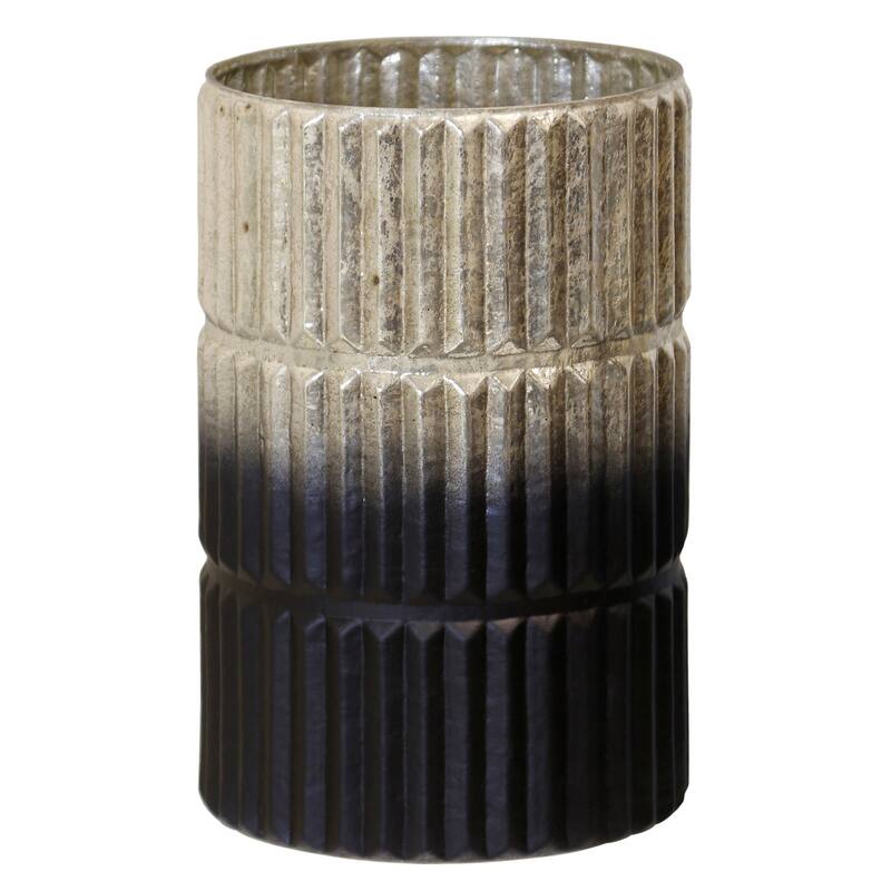 StyleCraft Pleated Ombre - Glass Vase - Gold, White - 8" x 12"