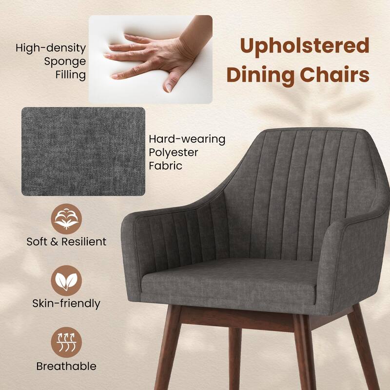 Gymax Set of 4 Dining Chairs Upholstered Kitchen Table Chairs w/ Solid