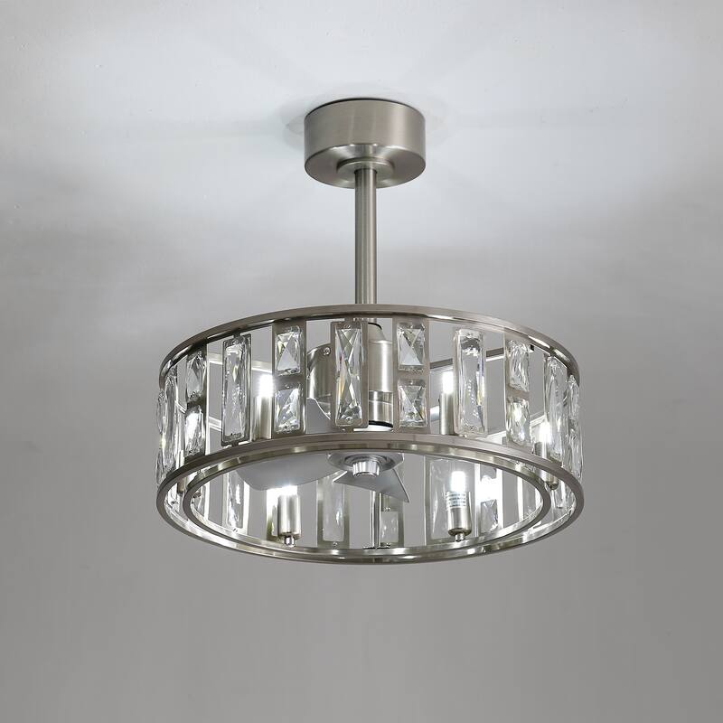 20-In Nickel Caged Ceiling Fan with Light Remote(5-blade)