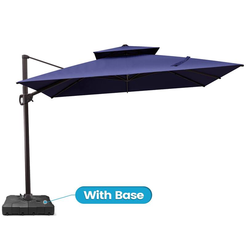 10.5ft Patio Outdoor Double Top Cantilever Offset Umbrella w/base