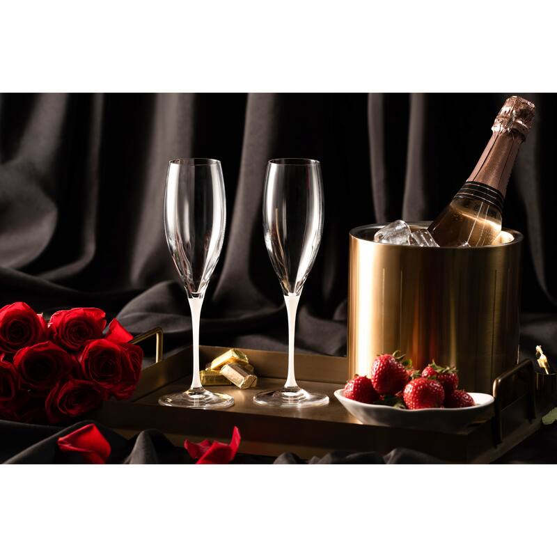 Majestic Gifts Inc European Glass Toasting FlutesWhite Stem Bed Bath