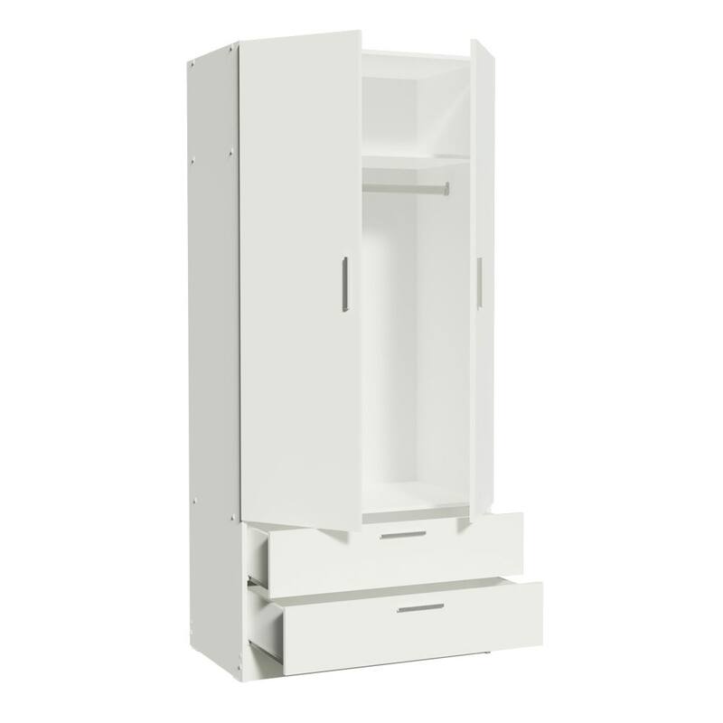 Madesa 2 Door 2 Drawer Wardrobe with Hanging Space 31"L