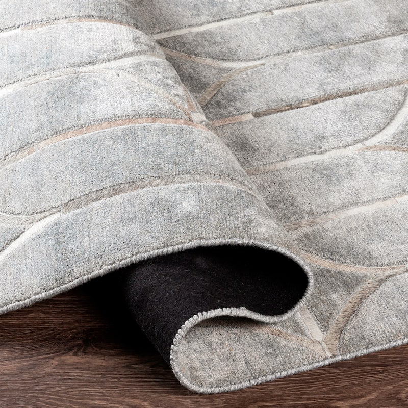 Ahroda Modern Geometric Hair-on-hide & Viscose Area Rug