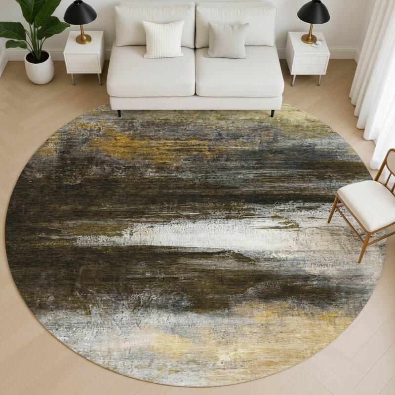 Premium Washable Super Soft Modern Abstract Mayfield Rug - Chocolate - 8' x 8'