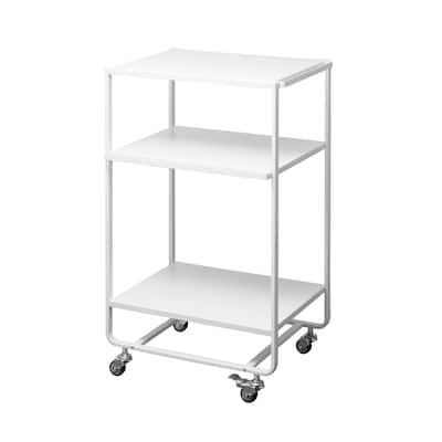 Yamazaki Home Rolling Utility Cart, Steel, Wheels - L 19.29 x W 14.96 x H 32.09 inches