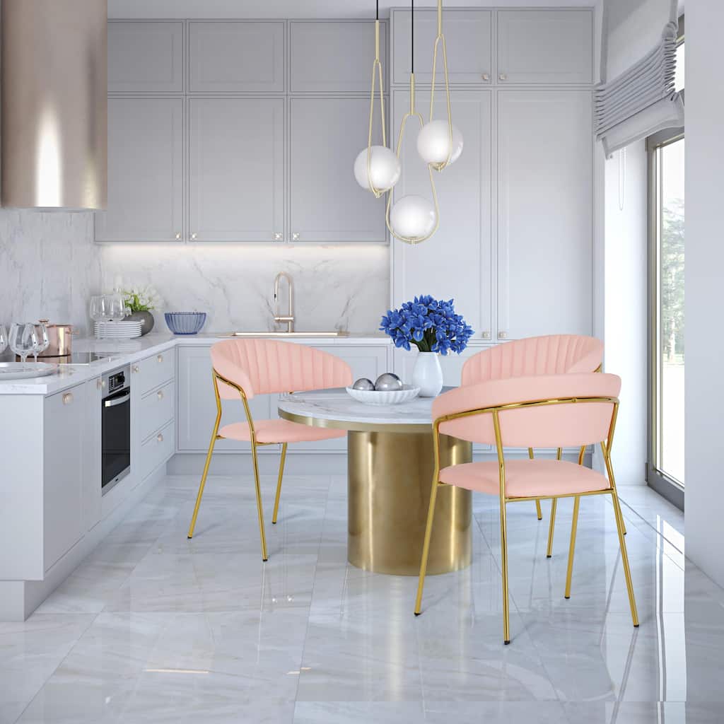 Silver Orchid Albertson Blush Vegan Leather Chair (Set of 2)