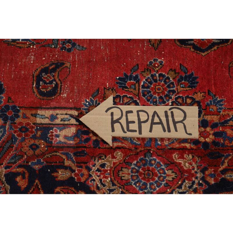 Hand Knotted Oriental 100% Wool Carpet Traditional All-Over Oranges & Rust Kashan Area Rug - 13' 11'' X 10' 0''