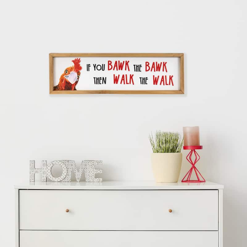 Bawk and Walk Rooster Framed Metal Wall Sign - 19.75"