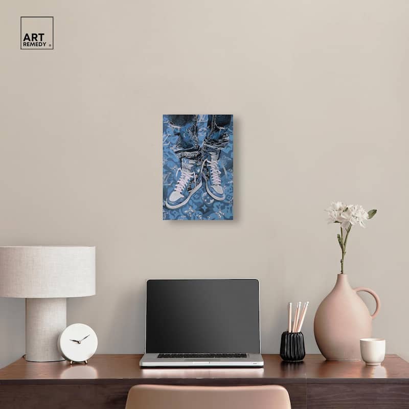 Blue Dreams Sneakers Canvas by Art Remedy, Gallery Wrapped