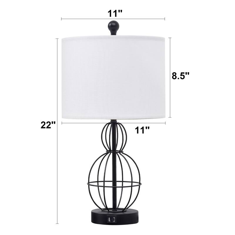 Metal Desk Lamp with USB Port (Set of 2)