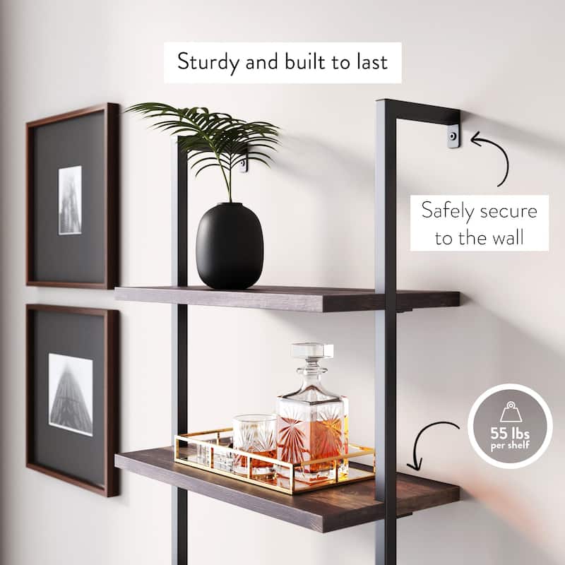 Nathan James Theo Open Shelf Industrial Bookcase with Drawers or Cabinets
