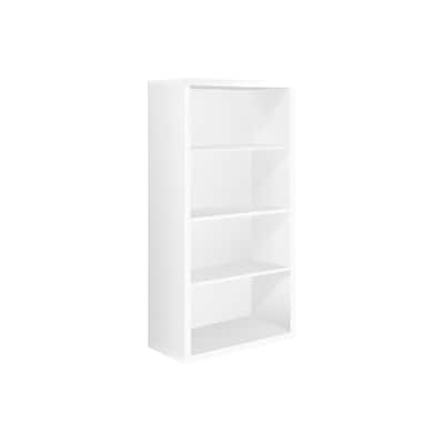 White Wood Adjustable Four Tier Bookcase