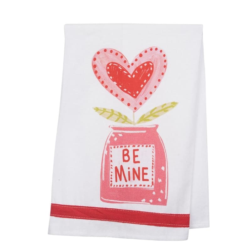 Transpac Cotton Tea Towel Be Mine Home Decorations Valentines