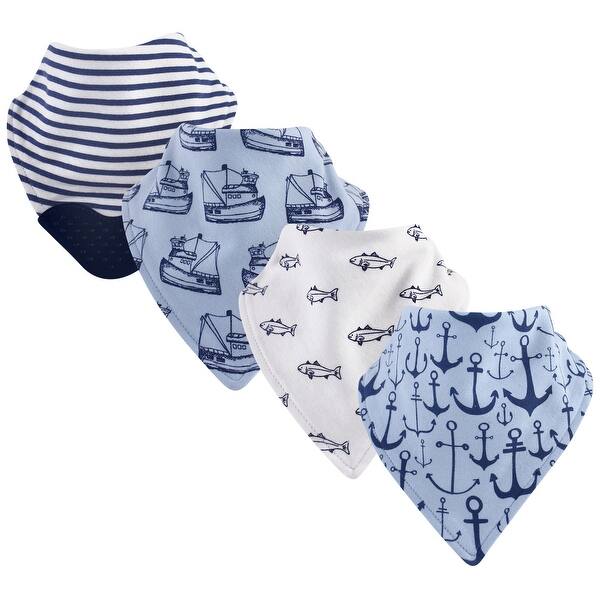 slide 1 of 1, Yoga Sprout Baby Boy Cotton Bandana Bibs 4pk, Anchor, One Size - Anchor - One Size One Size - Anchor