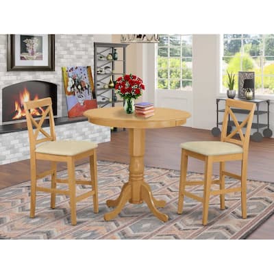 HomeStock 3-Pc Natural Oak Finish Solid Wood Top - Dining Room Set - Seats 4