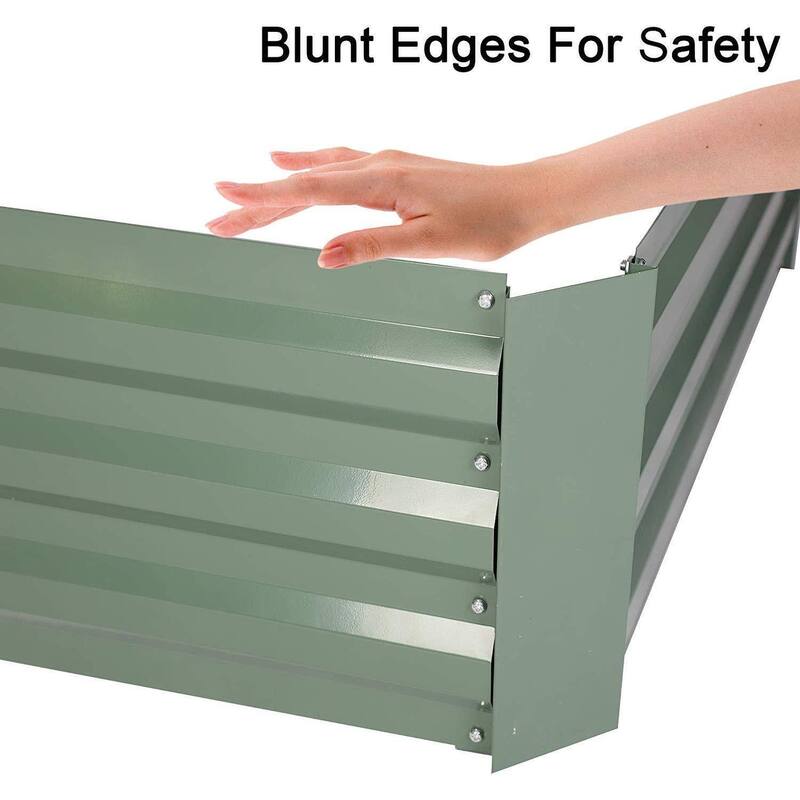 Raised Garden Bed Galvanized Planter Box Anti-Rust Coating Weather-Resistant Raised Planters with Wavy Structure for Flowers