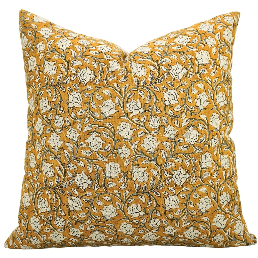 Fabdivine Yellow Bohemian Sustainable Fabric Hidden Zipper Pillow or Cushion Cover