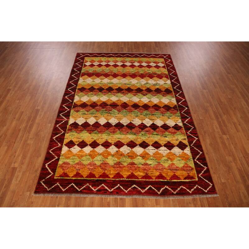 Trellis Geometric Moroccan Oriental Area Rug Hand-Knotted Wool Carpet - 6'9" x 10'1"
