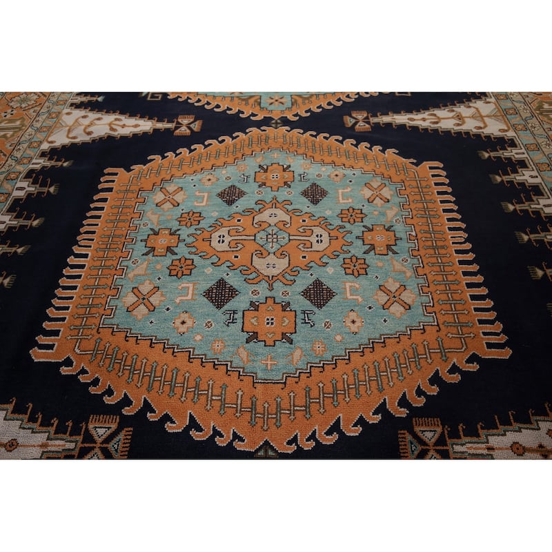 Palace Size Geometric Viss Indian Large Area Rug Handmade Wool Carpet - 11'11"x 17'8"