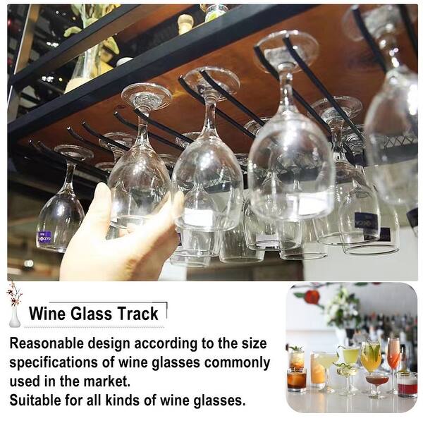 Hanging Wine Rack with Glass Holder,Adjustable Ceiling Bar Wine Glass Rack,  for Bar Cafe Kitchen - Bed Bath & Beyond - 42500276