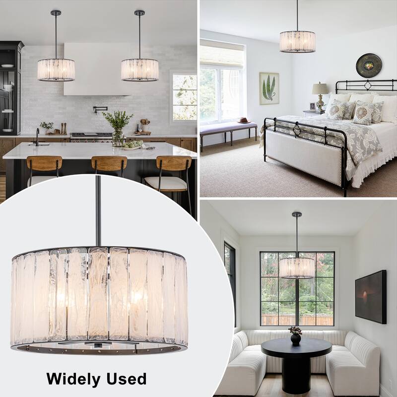 Cloudy White Glass Black Pendant Lighting Modern for Kitchen Island