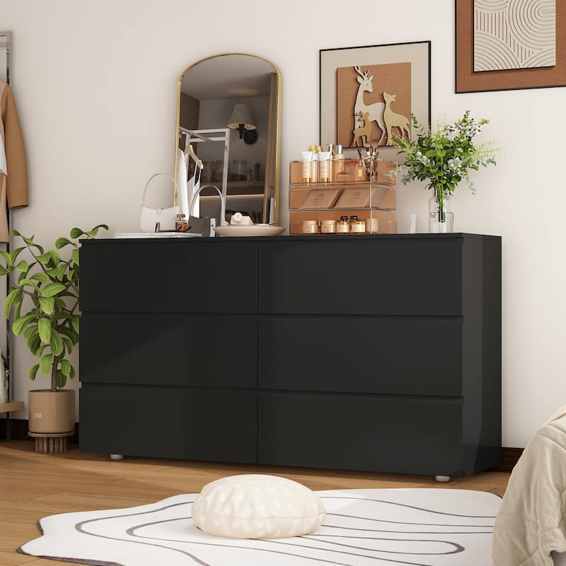 Premium 59-inch 6 Drawers White Floor Double Dresser by Kerrogee