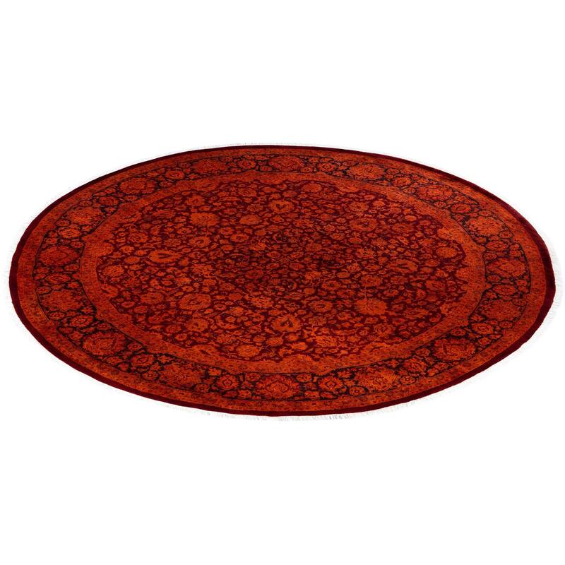 Overdyed One-of-a-Kind Hand-Knotted Area Rug - Orange - 8' 2" x 8' 2"