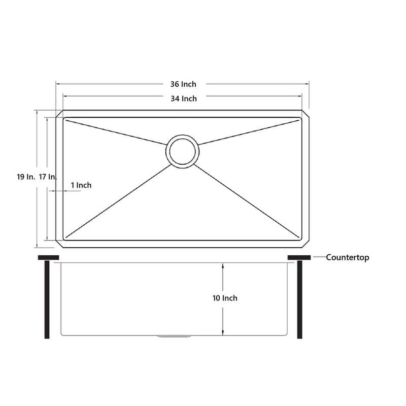 Kingsman 36 Inch Satin Gold Matte Stainless Steel Undermount 16-Gauge Kitchen Sink Single Bowl