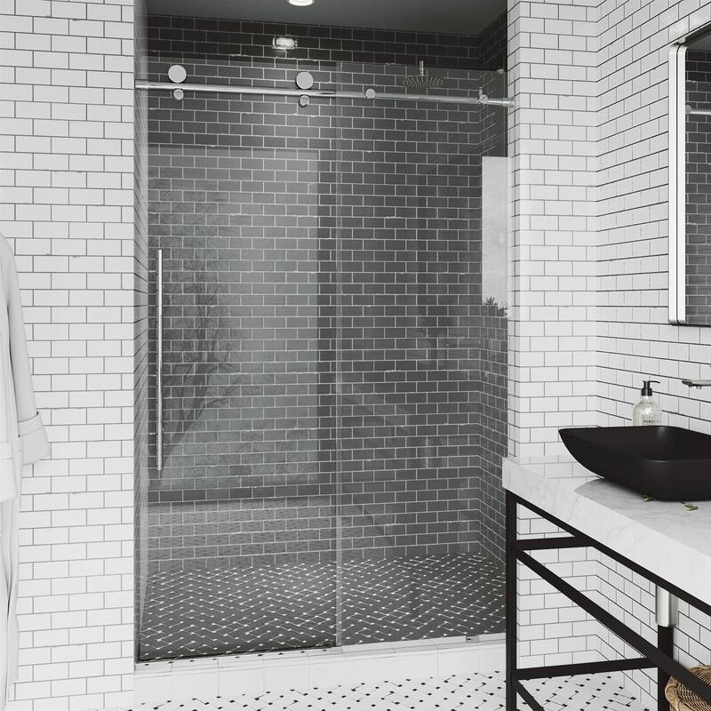 VIGO Elan E-Class Frameless Sliding Shower Door - 44" to 48" W x 76" H - Chrome