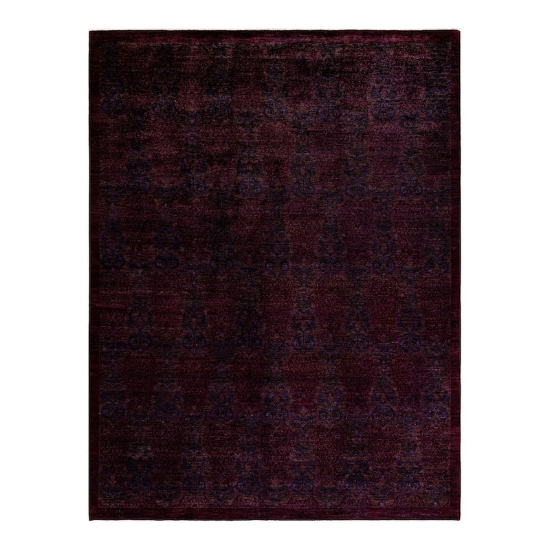 Overton Hand Knotted Wool Vintage Inspired Modern Contemporary Overdyed Red Area Rug - 9' 0" x 11' 10"