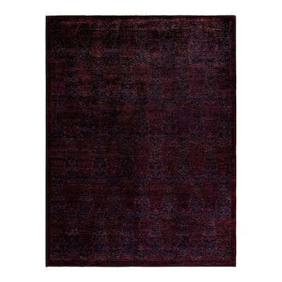 Overton Hand Knotted Wool Vintage Inspired Modern Contemporary Overdyed Red Area Rug - 9' 0" x 11' 10"
