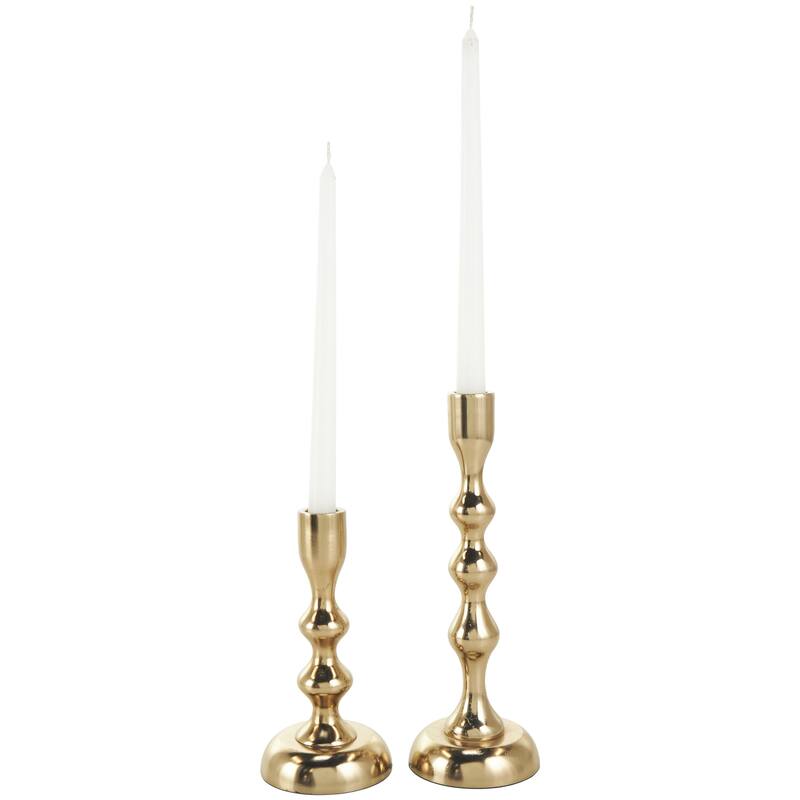 Aluminum Metal Decorative Candle Holder - Set of 2 Gold or Silver - Roche River Decor