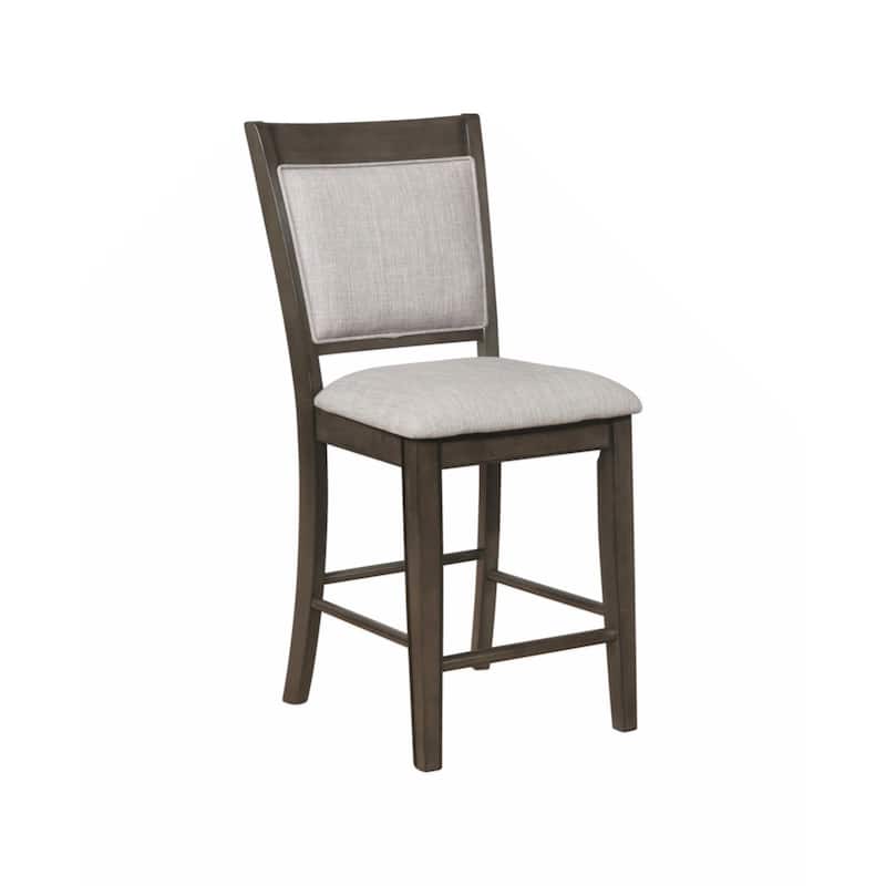 Farmhouse Style 2pc Linen Counter Height Chair Bar Stool Footrest Wooden Furniture
